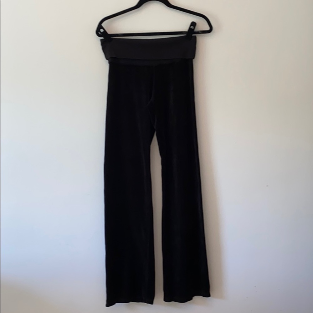 Y2K Juicy Couture Vintage Black Fold-over Waist Velour Pants